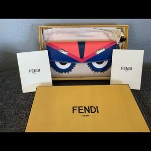 Fendi Monster Eyes Leather Wallet New